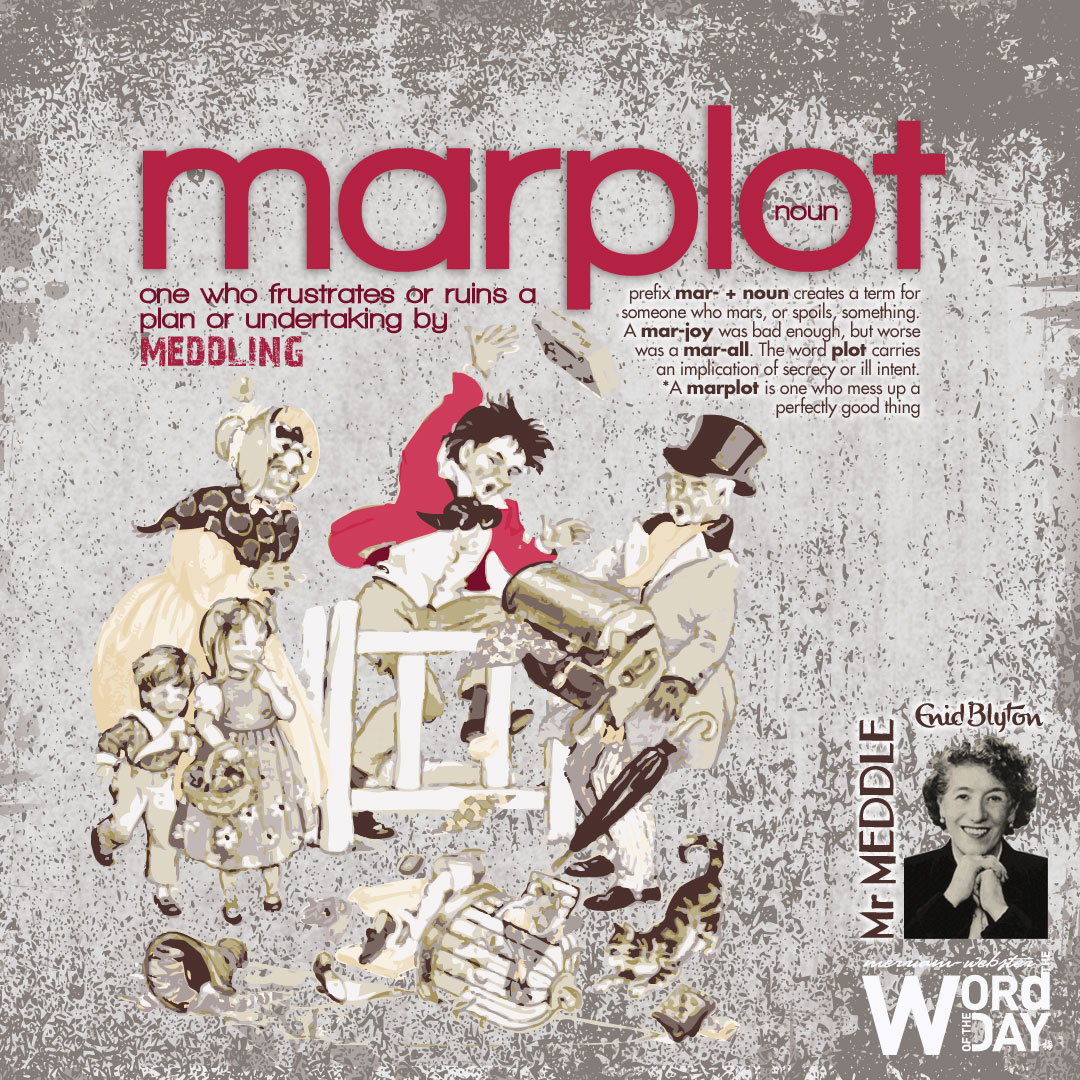 Marplot: one who frustrates or ruins a plan or undertaking by meddling.